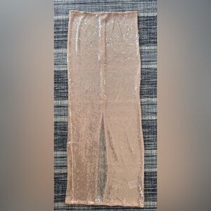 Edikted Sequin Stretch Midi Skirt, pale pink sz XS